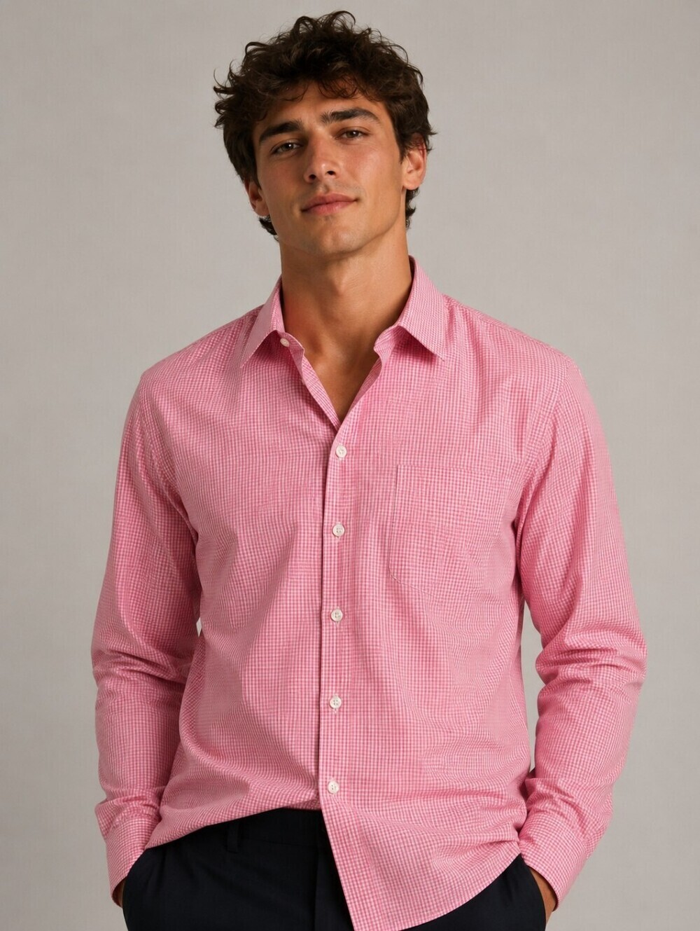 IZOD PINK GINGHAM BUTTON DOWN SHIRT REGULAR FIT 16 1/2 34/35 🌸✨